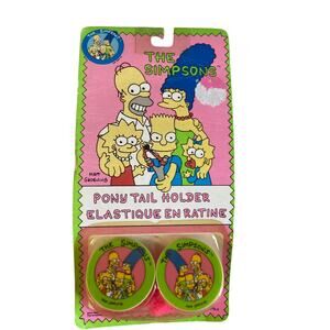 Vintage THE SIMPSONS Pony Tail Holders BART SIMPSON Wow Wee 1990 Pink hair bands